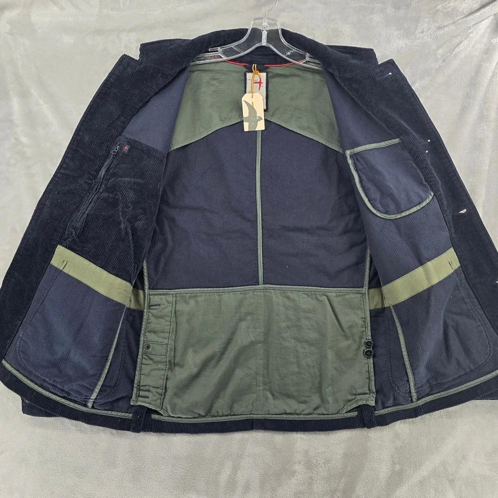 NWT Relwen Size Large Cord Trap‎ Blazer Navy Blue Corduroy Utility Chore Jacket